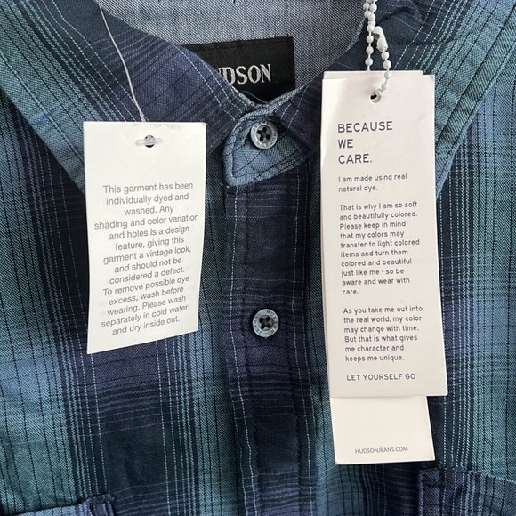Hudson Jeans Mens Long Sleeve Shirt cut from 100% cotton with a straight Size XL - Picture 2 of 7